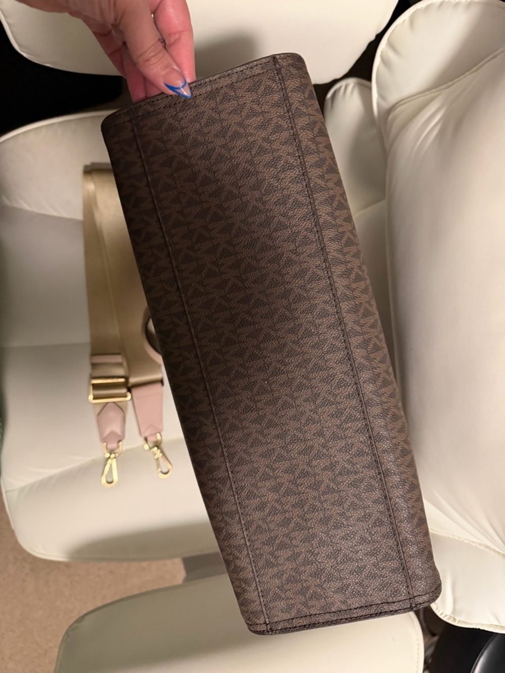 Michael Kors Brown Logo Tote with Pink Trim and Beige Strap - Picture 7 of 7